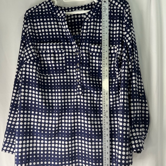 Notations Navy and White Polka Dot Blouse - Picture 5 of 12